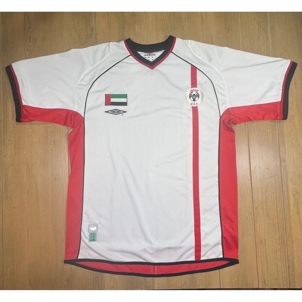 Umbro UAE United Arab Emirates Soccer Jersey 2002 2003 White Red Mens Large